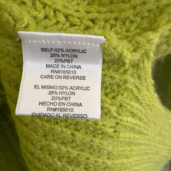 Ever After Nordstrom Ribbed Knit Pullover Sweater V-Neck Lime Green Size Large - Picture 4 of 4